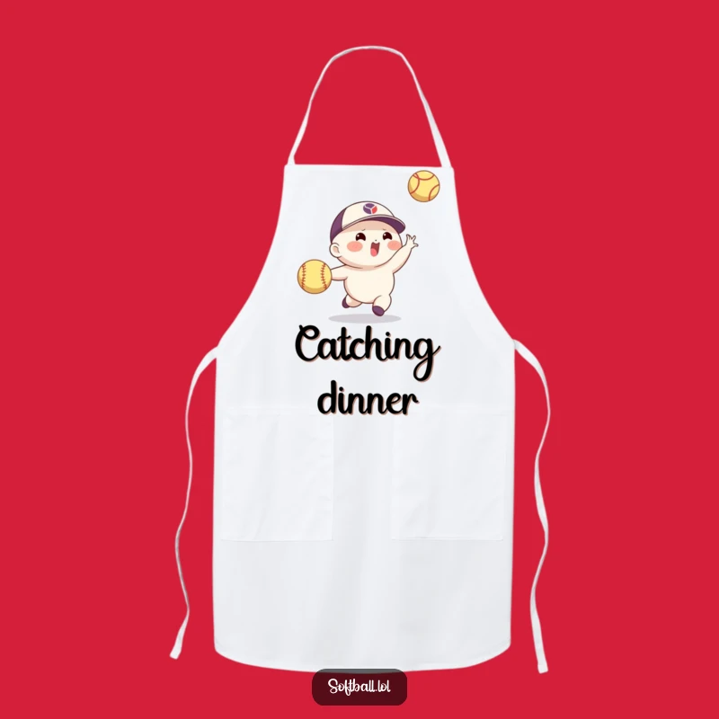 Funny Softball Catch Apron: Agile Character Cooking, Humorous Kitchen Funny Gift