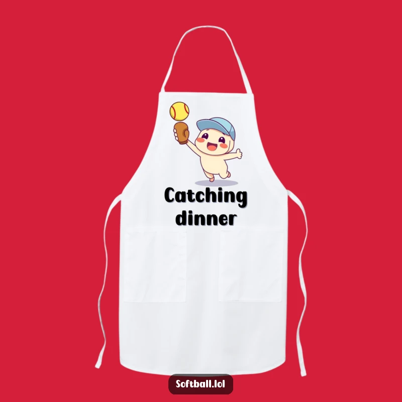 Funny Softball Chef Apron: Proud Character Catch Design, Unique Funny Gift