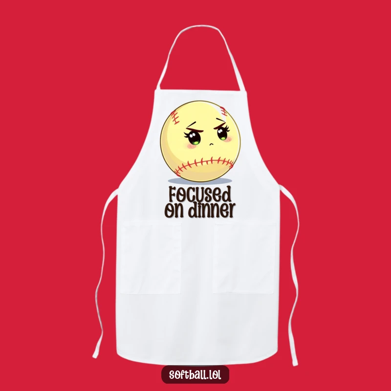 Funny Softball Chef Apron: Intense Batter Stare Kitchen Focus