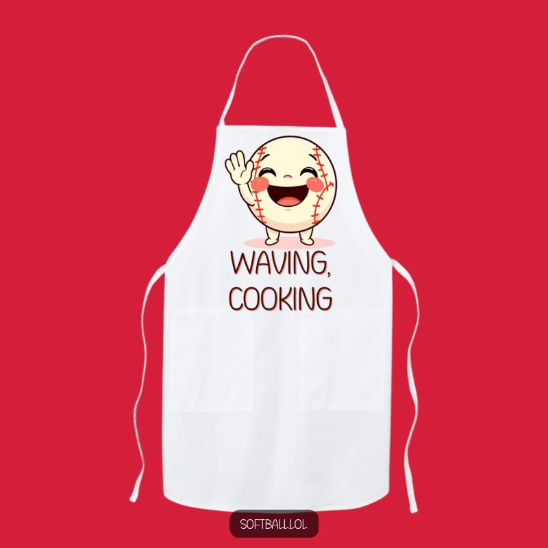 Funny Softball Wave Apron: Cheerful Character Cooking, Humorous Kitchen Funny Gift