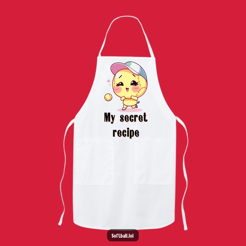 Funny Winking Softball Apron - Playful Kitchen Catch Gift