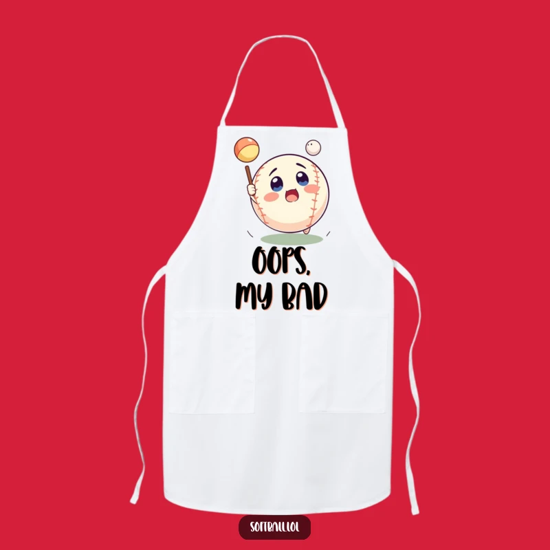 Funny Surprised Softball Apron - Kitchen Catch for Aspiring Chefs