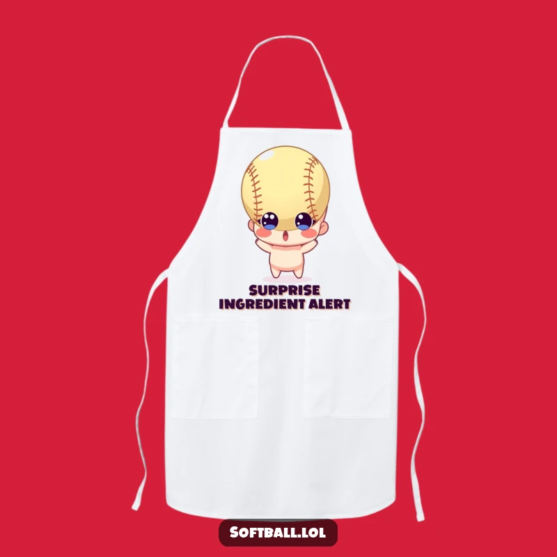 Funny Surprised Softball Apron: Kitchen Dodge, Perfect Chef's Gift