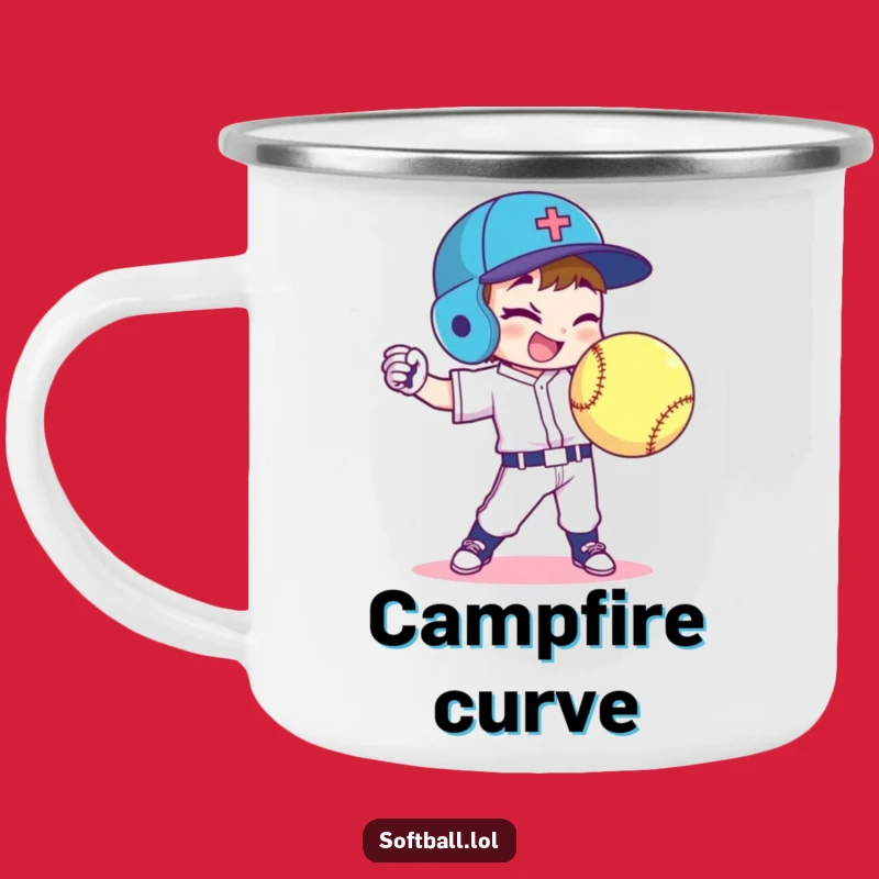 Funny Softball Wink Camping Mug: Your Adventure Buddy