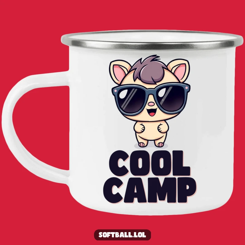 Funny Kawaii Cool Character Camping Mug: Oversized Sunglasses Adventures