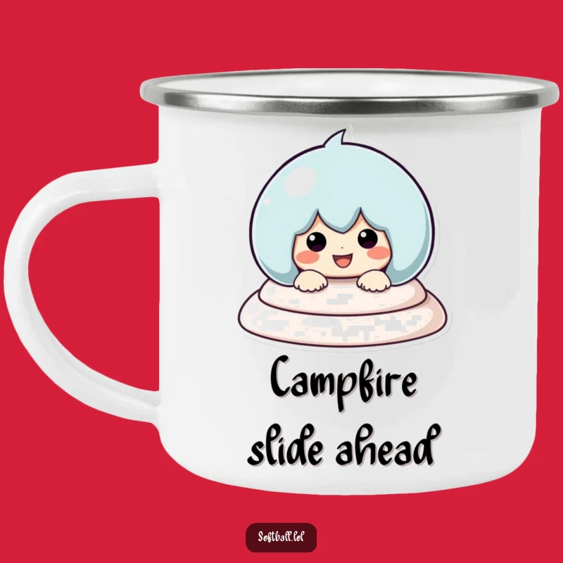 Funny Sliding Baseball Camping Mug: Kawaii Character Campfire Mug, Great Funny Gift