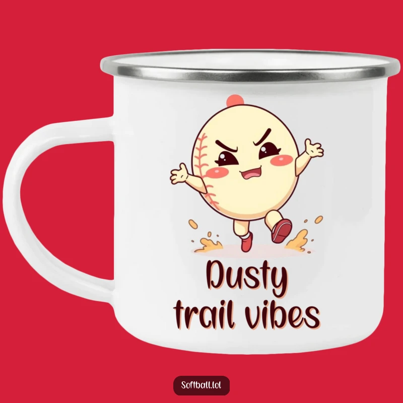 Funny Softball Dust Kick Camping Mug: Playful Character's Action, Durable & Hilarious Funny Gift