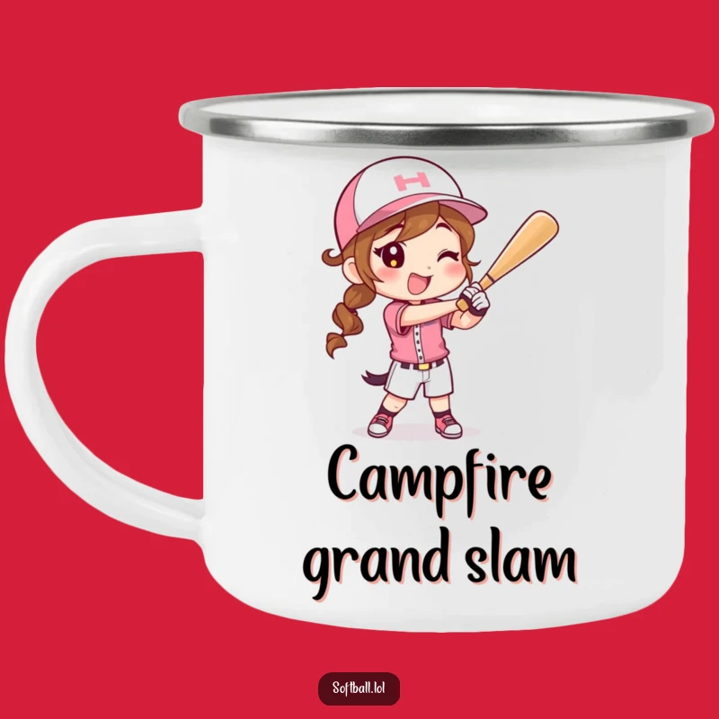 Funny Softball Swing Camping Mug: Campfire Batter Up, Perfect Gift