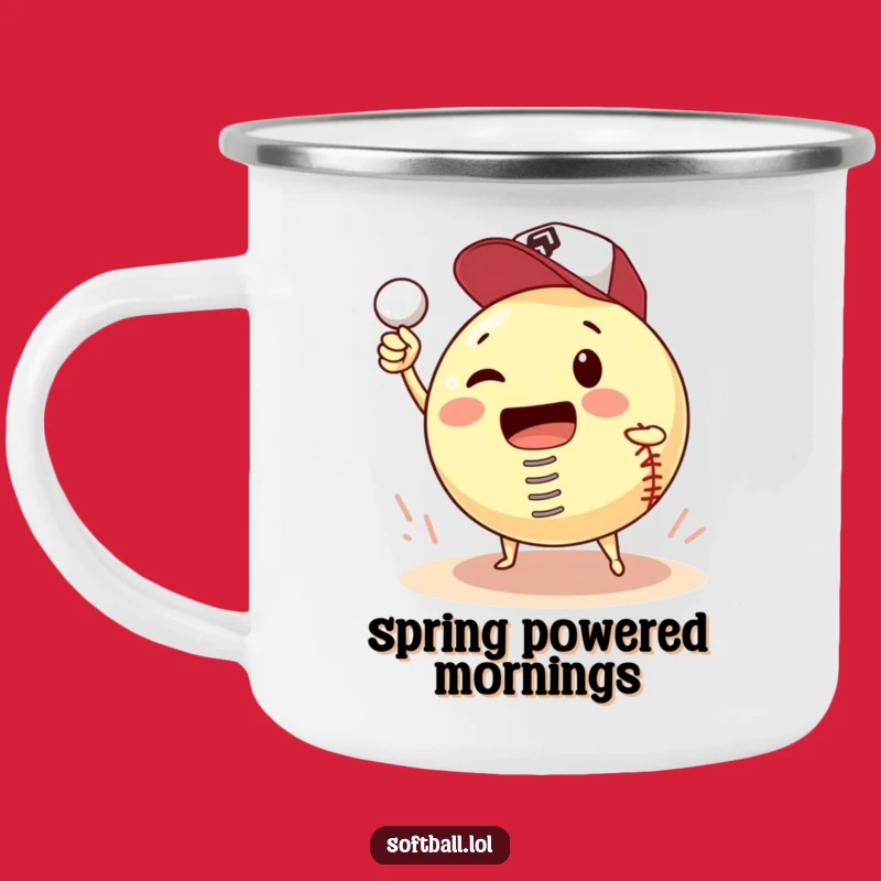 Funny Camping Mug: Spring Softball Pitching Adventure - Outdoor Gag Gift