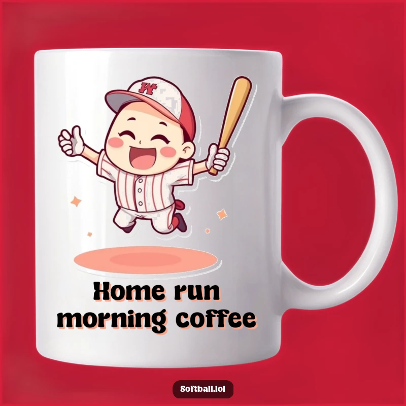 Funny Baseball Home Run Mug: Triumphant Celebration, Perfect Sports Gift