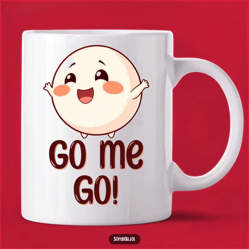 Funny Cheerful Softball Mug - Enthusiastic Fan Gift for Game Day