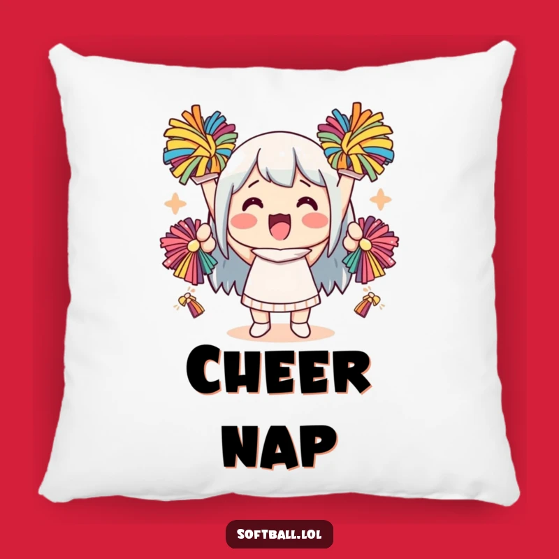 Funny Kawaii Cheering Character Pillow: Cozy Pom-Pom Comfort