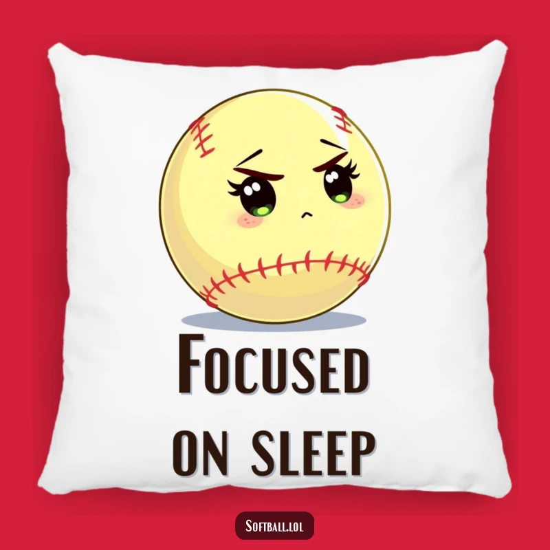 Funny Softball Focus Pillow: Intense Batter Stare Accent