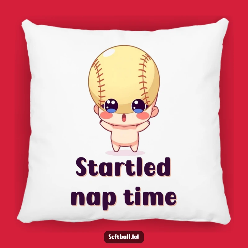 Funny Surprised Softball Pillow: Comfy Reaction, Perfect Accent