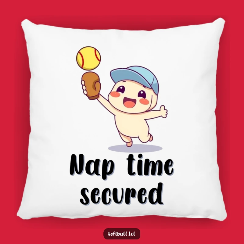 Funny Softball Player Pillow: Proud Character Catch Cushion, Cozy Funny Gift
