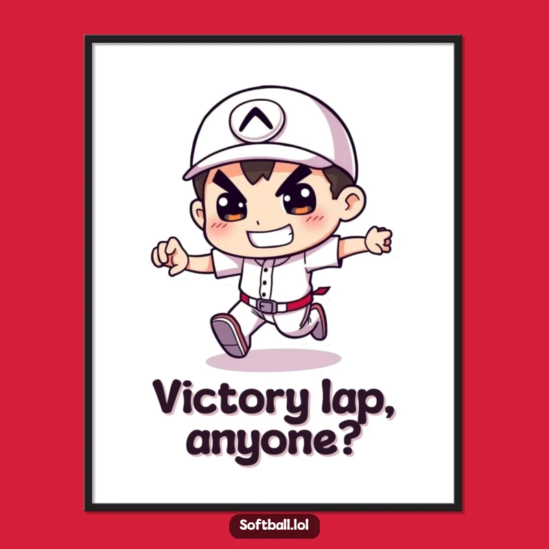 Funny Baseball Digital Art - Determined Runner Printable, Instant Laugh Gift