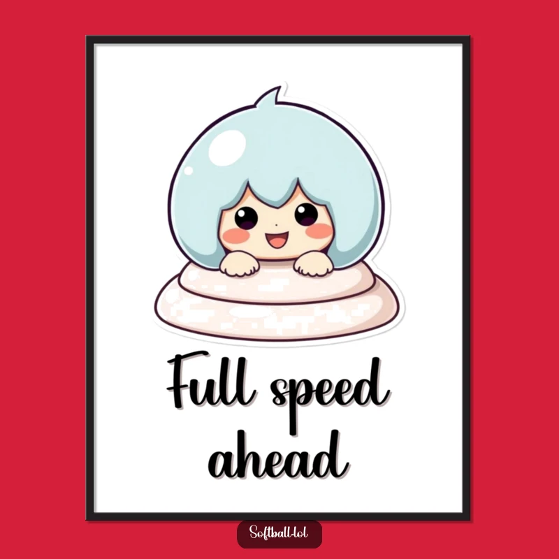 Funny Baseball Sliding Digital Art: Kawaii Character Sports Print, Perfect Funny Gift