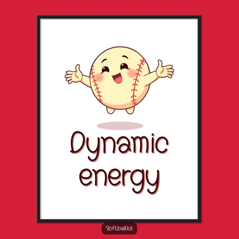 Funny Softball Dynamic Pose Digital Art - Instant Download Energetic Decor