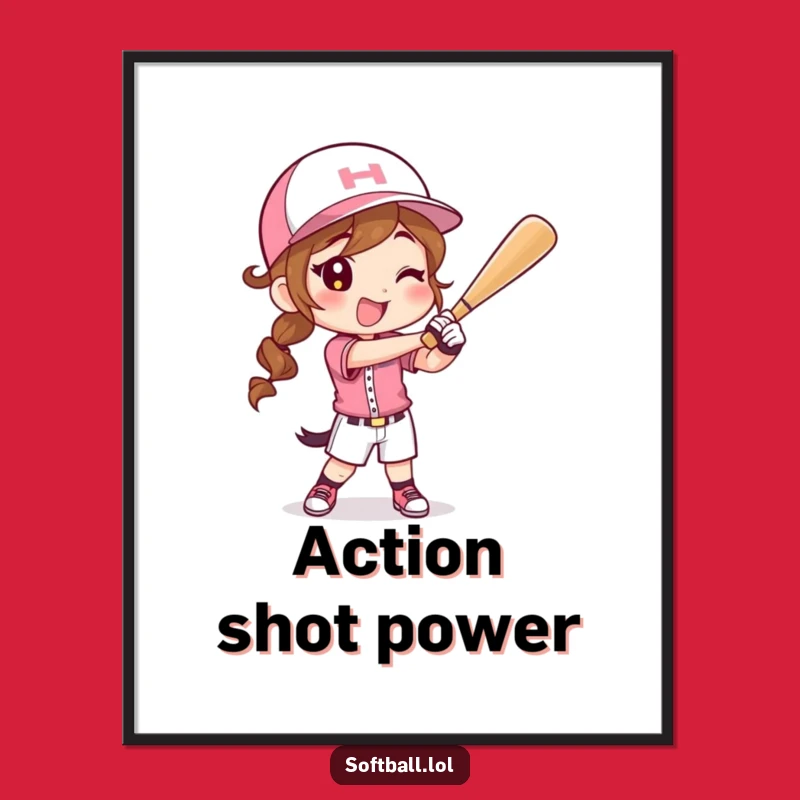 Funny Softball Swing Digital Art: Instant Game Day Decor, Perfect Gift