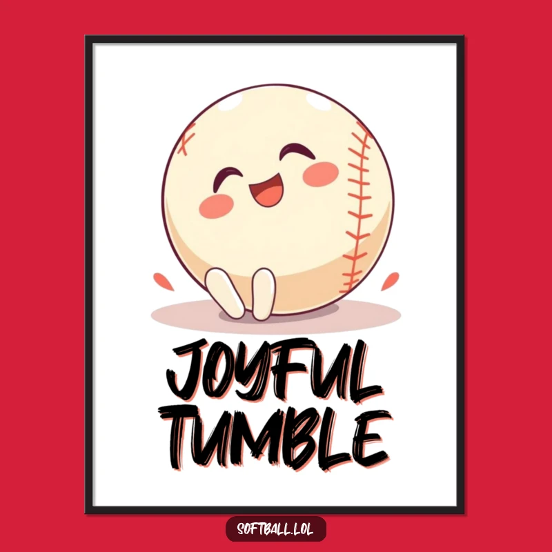 Instant Download Softball Art: Funny Rolling Glee, Joyful Digital Print Gift