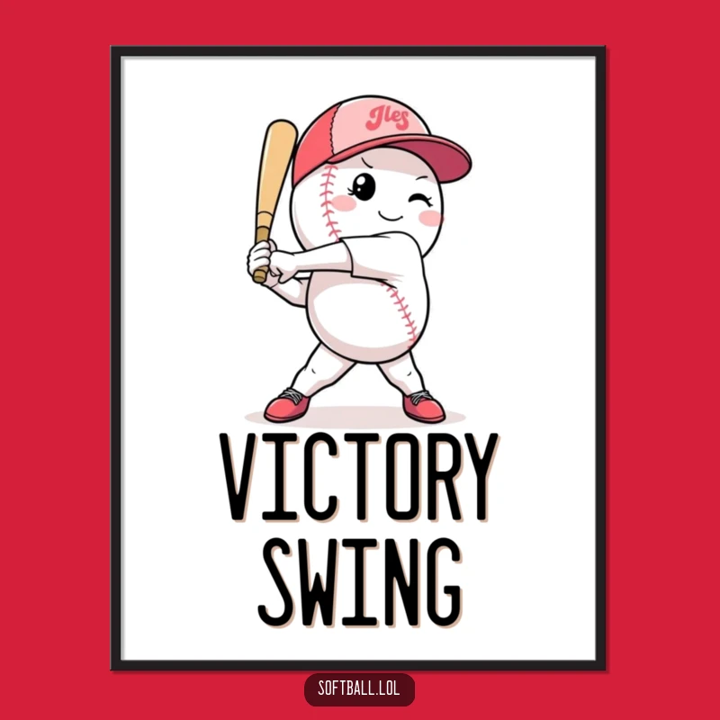 Funny Softball Digital Art: Confident Swing Vibes, Perfect Funny Gift