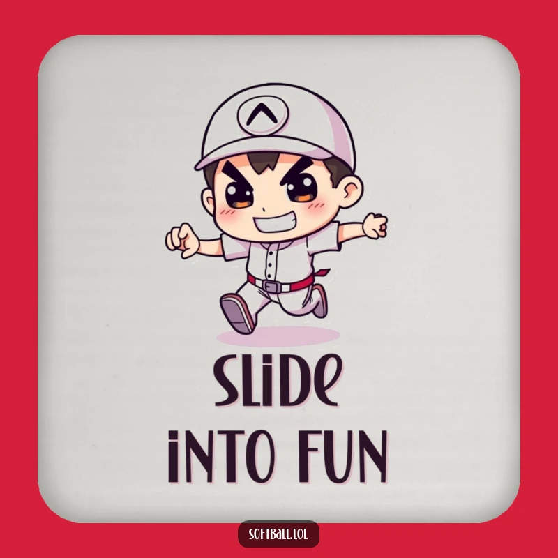 Funny Baseball Coaster Set - Determined Runner Protection, Hilarious Gift