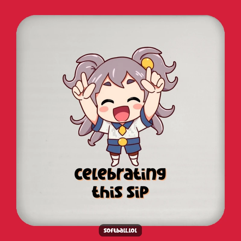 Funny Cheerful Character Coaster - Celebrate with Enthusiastic Humor