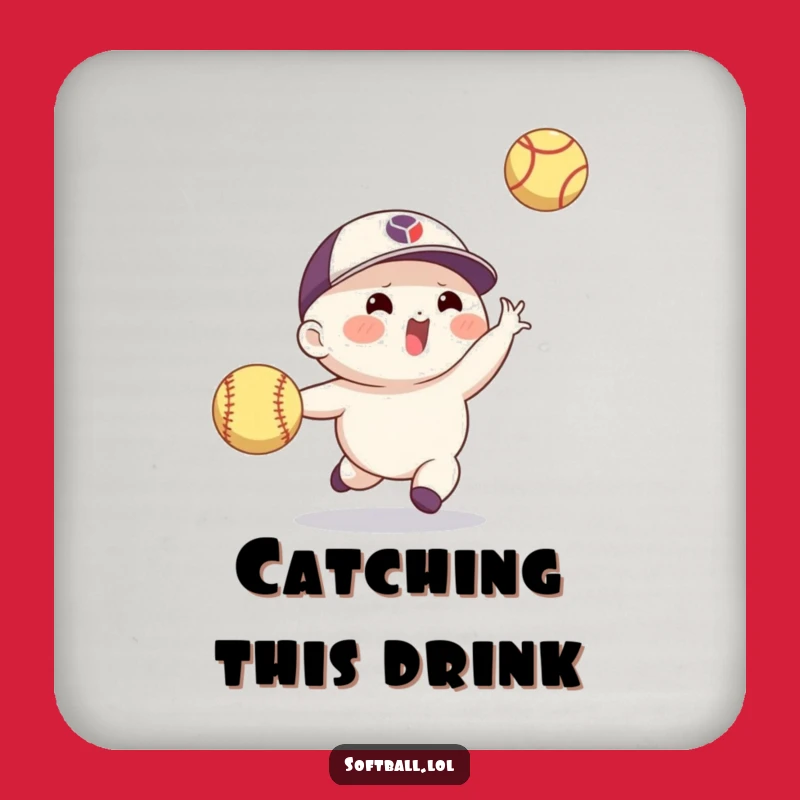Funny Softball Catch Coasters: Agile Character's Defense, Humorous Set, Great Funny Gift