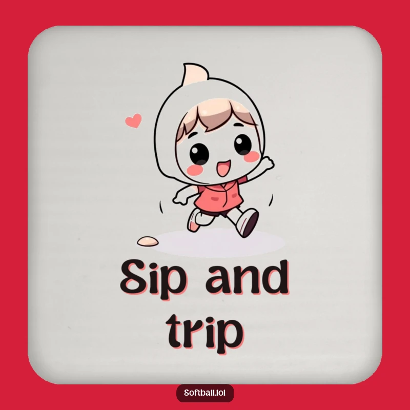 Funny Kawaii Tripping Character Coaster: Playful Base Runner Protection
