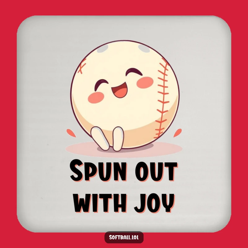 Playful Softball Coaster: Funny Rolling Scene, Protect Surfaces Gift