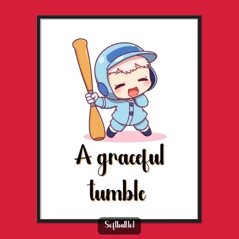 Funny Baseball Bat Tripping Poster - Hilarious Wall Art for Comedic Homes