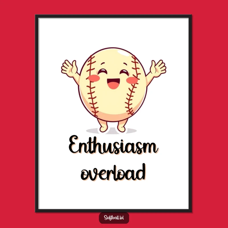 Dynamic Softball Poster: Funny Cheering Arms, Energetic Wall Art Gift
