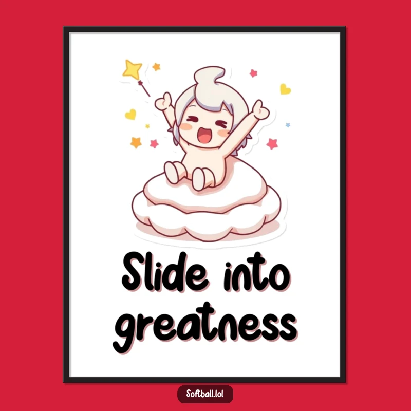 Funny Base Slide Poster: Hilarious Wall Art for Your Game Room or Office