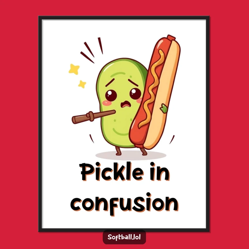Funny Pickle vs Hot Dog Poster: Hilarious Wall Art for Foodie's Gift!