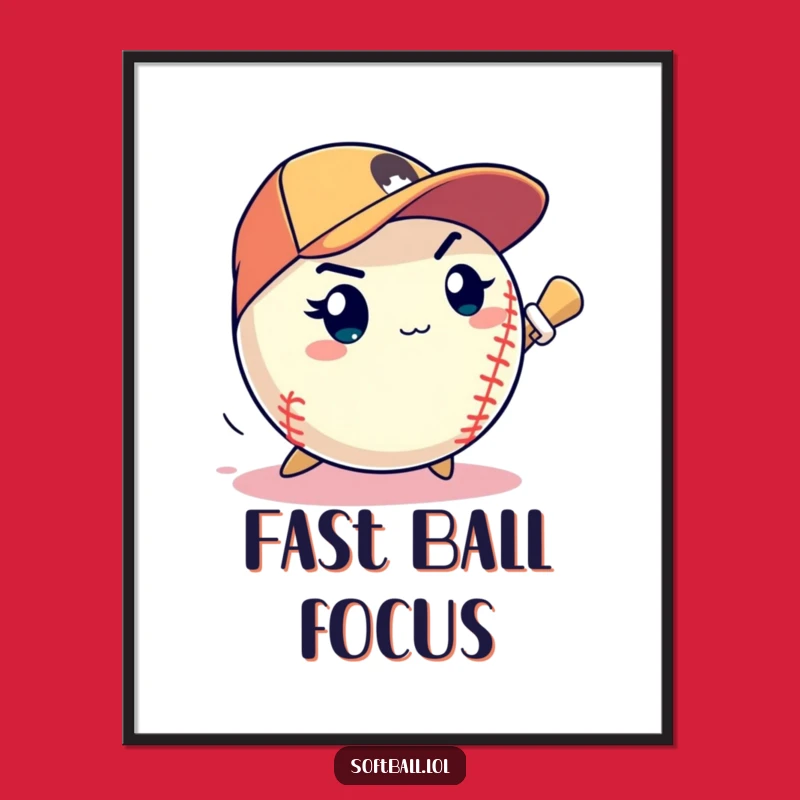 Funny Pitching Softball Poster - Determined Strike Wall Art
