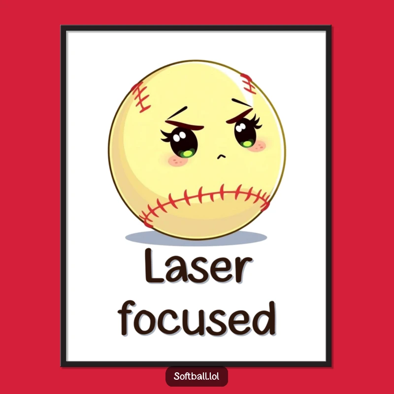 Funny Softball Focus Art Print: Intense Batter Stare Decor
