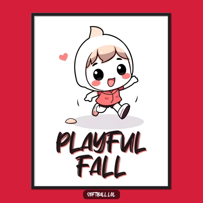 Funny Kawaii Tripping Character Poster: Playful Base Running Art