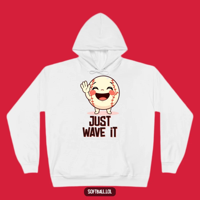 Funny Softball Wave Hoodie: Cozy Character Greeting, Warm & Cheerful Funny Gift