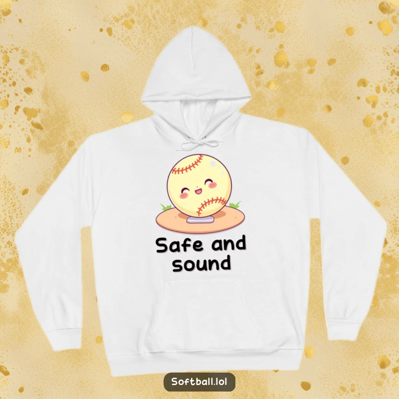 Funny hoodie featuring a confident softball sliding into home plate. Comfortable and humorous gear for game day.