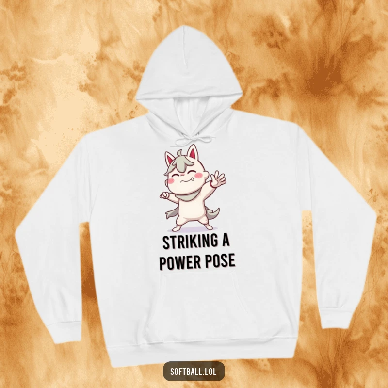 Funny hoodie illustrating a character in a dramatic, action-packed pitching pose, celebrating the art of the baseball pitch.