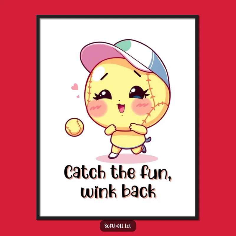 Funny Free Printable Wall Art: Winking Softball Player Downloadable Decor