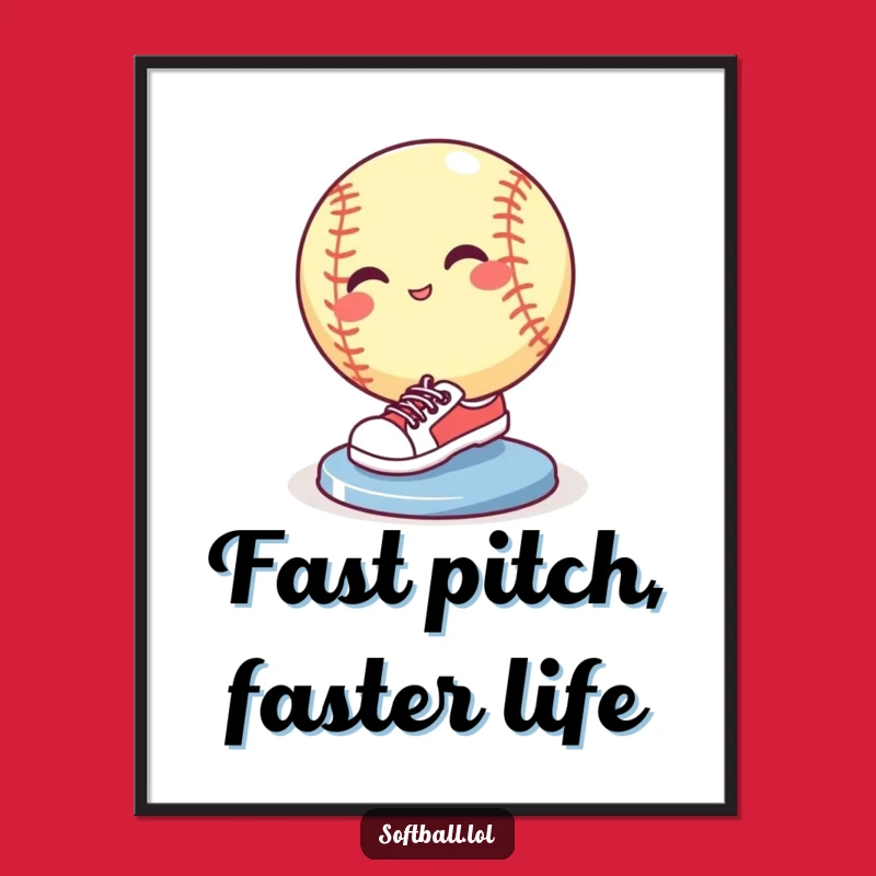 Free Printable Funny Wall Art: Sliding Softball Victory Pose, Humorous Sports Downloadable Decor