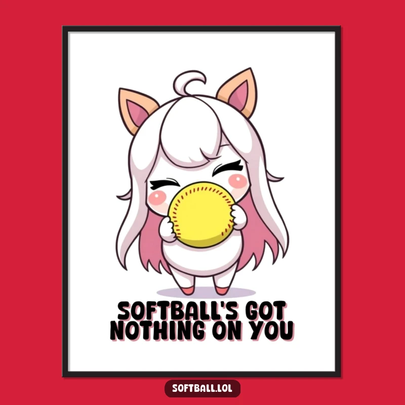 Free Printable Softball Art: Winking Player, Funny Downloadable Poster for Sports Room Decor