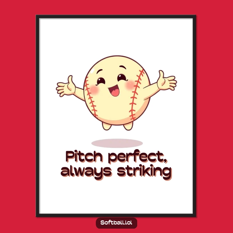 Free Printable Softball Wall Art: Dynamic Pose Funny Downloadable Decor