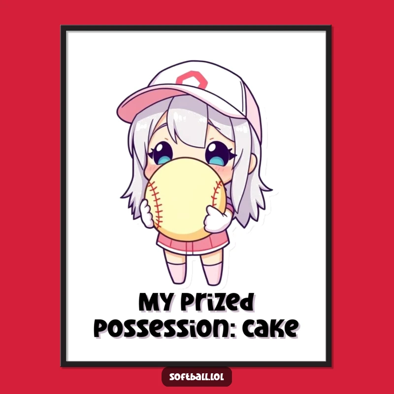 Free Printable Softball Wall Art: Funny Character Love Downloadable Decor Gift