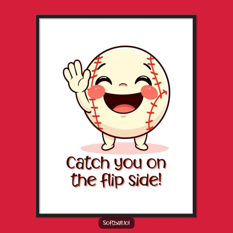 Free Printable Wall Art: Cheerful Softball Waving - Fun Downloadable Decor