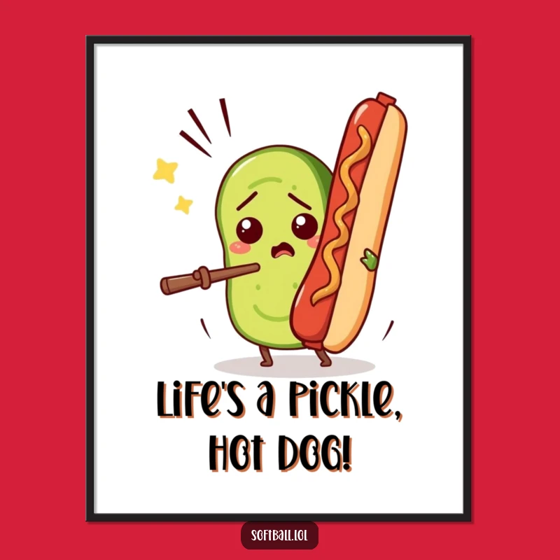 Free Printable Wall Art: Pickle vs Hot Dog, Funny Downloadable Decor Gift
