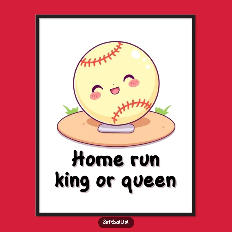 Free Printable Softball Wall Art: Home Plate Slide Funny Downloadable Decor