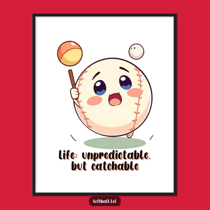 Funny Free Printable Wall Art: Surprised Softball Pop Fly Downloadable Decor