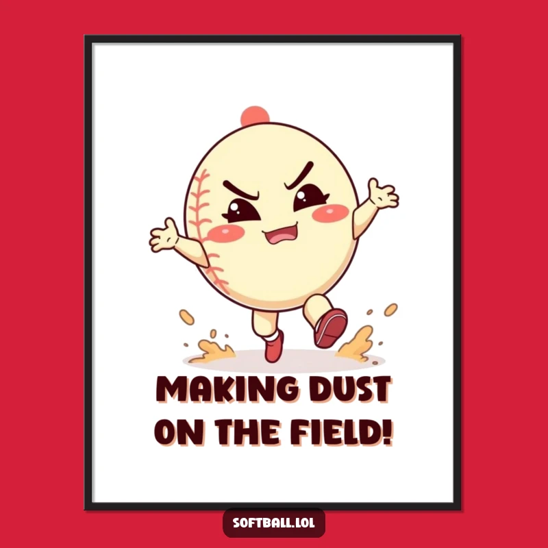 Free Printable Wall Art: Dusty Softball Player - Humorous Downloadable Art